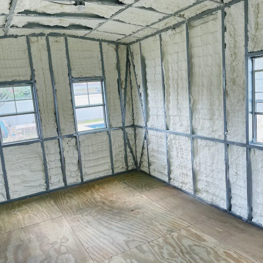 Closed-cell spray foam insulation applied to wall cavities in a residential project in Mukilteo
